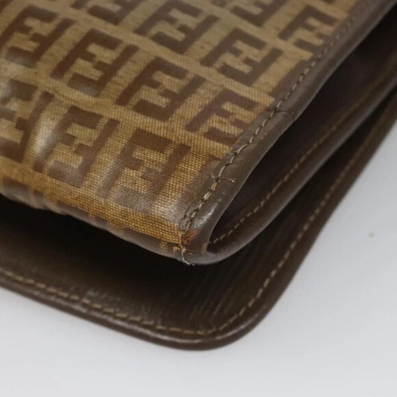 FENDI Zucchino Canvas Shoulder Bag Beige Auth 104456 - Picture 4 of 16